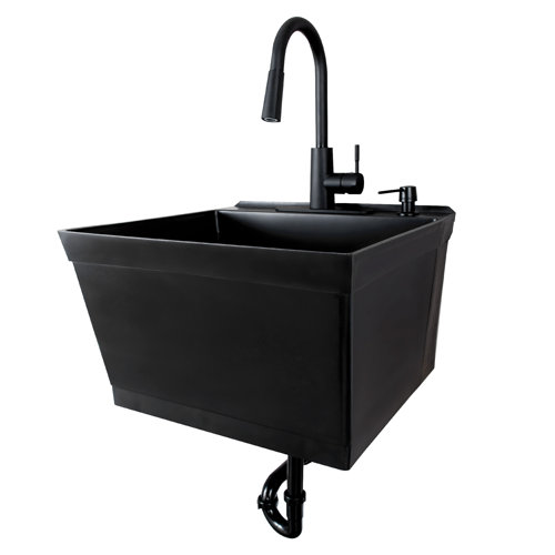 UtilitySink 23" L x 24" W Wall Mount Laundry Sink with Faucet